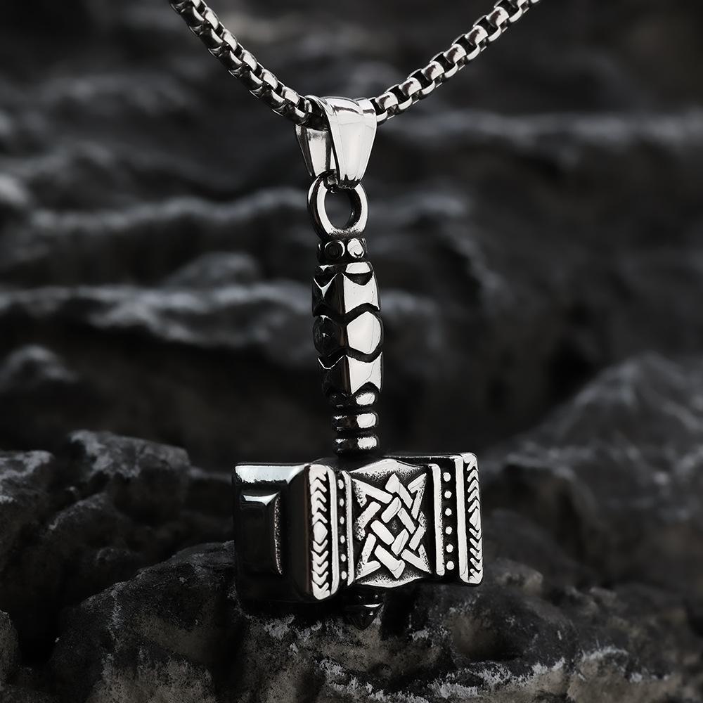 Vintage Men's Jewelry Stainless Steel Pendant Slavic Necklace