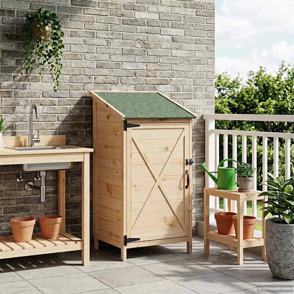 Garden Shed Natural 59.5 x 56 x 113.5 cm Solid Spruce Wood