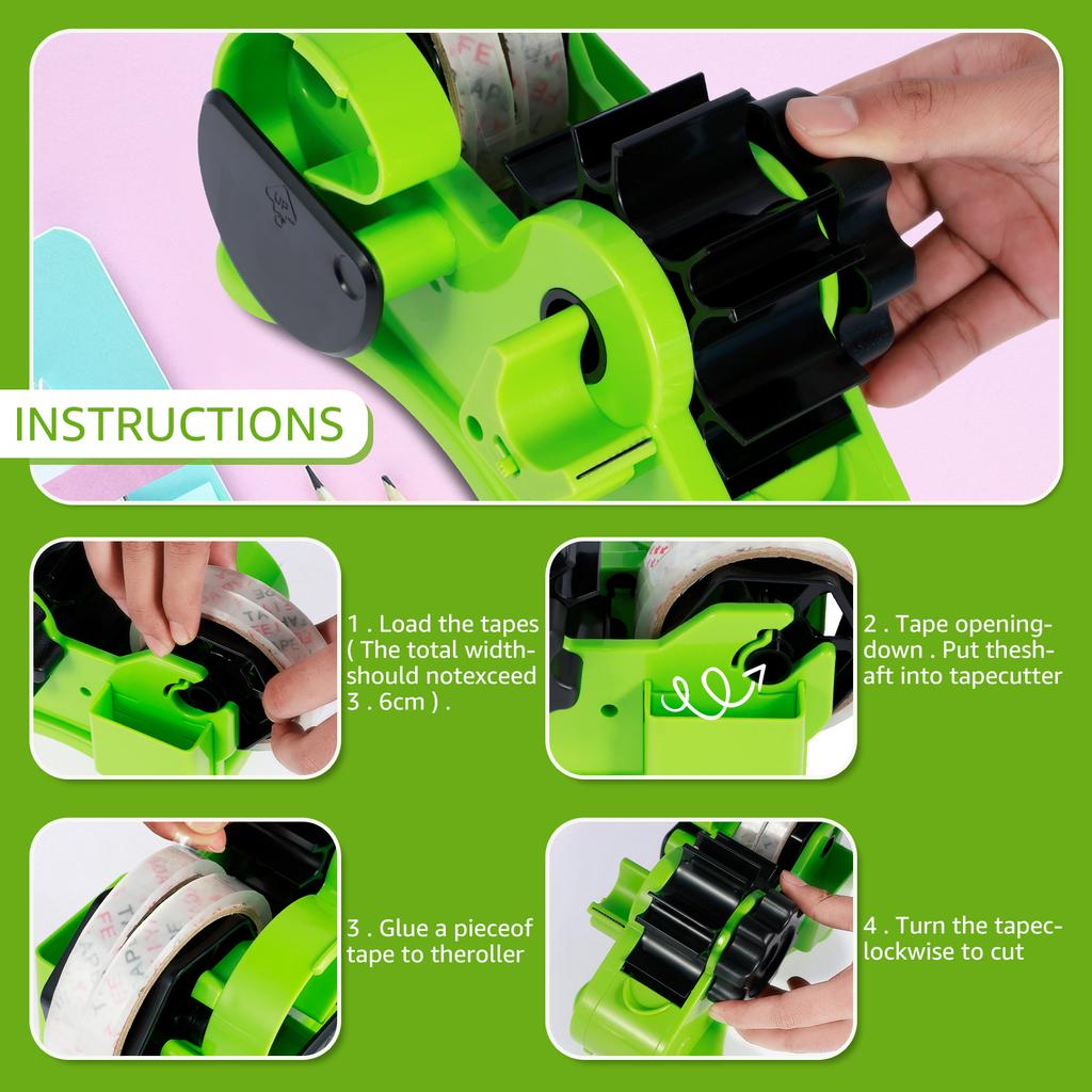Dispensador Térmico de Fita Semi-Automático Cortador de Fita de Múltiplos Rolos Cortador de Papel de Fita para Corte de Fita de 1,4 polegadas Suprimentos Manuais para DIY Acessório