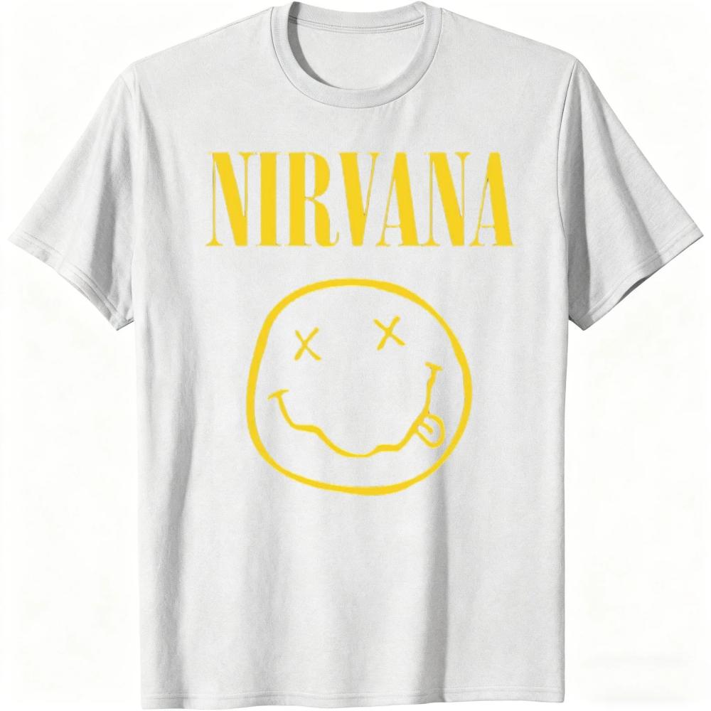 New Nirvana Rock Band Men's Cotton T-shirt Hip-hop Style Men's and Women's Oversized Y2K Tee Casual Loose Outdoor Street