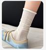 Damen Sommer Leichte Baumwollsocken mit Spitzenrand, offene Strickweise, Tubeless, mit Netzbelüftung, Ballettschnitt, Wadenlänge, ohne Knochen.