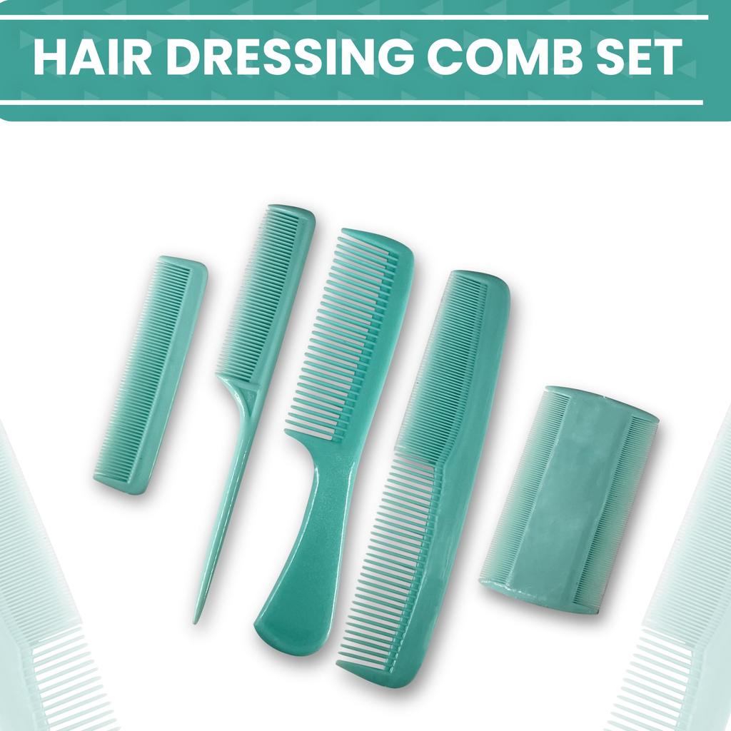 Zeyu Set of 5 Hair Combs - Multipurpose Detangling, Dressing, Lice & All-Purpose Combs for Men & Women (5pcset_Purple)