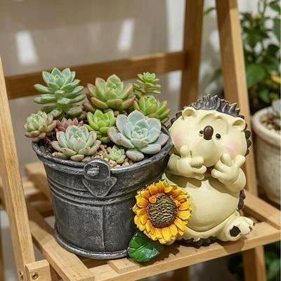Creatieve Egel Bloempot Beeldjes van Hars voor Tuin en Binnenplaats Landschapsarchitectuur