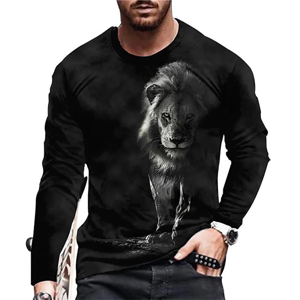 3D Tiger Tops Loose Crew Neck T Shirt Animal Mens Clothes Oversized Breathable Clothing