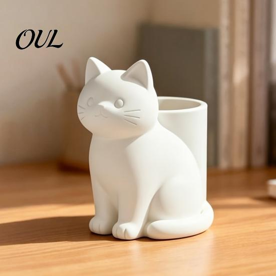 Luxe Bureaublad Decoratie Schattige Kat Pennenhouder, 3D Geprint Kitten Potloodbeker, Multifunctioneel Zacht Decoratie Accessoire Bureau-organizer voor