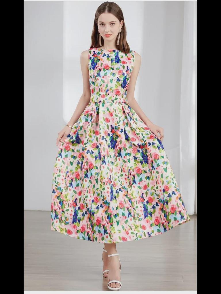 2024 Sleeveless High-Waist A-Line Skirt with Three-Dimensional Tailoring