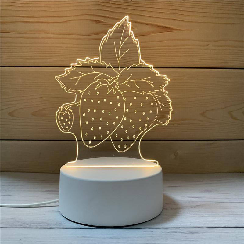 Creative 3d Elephant Cow Strawberry Satellite Earth Night Light Acrylic Shade Usb Power Supply