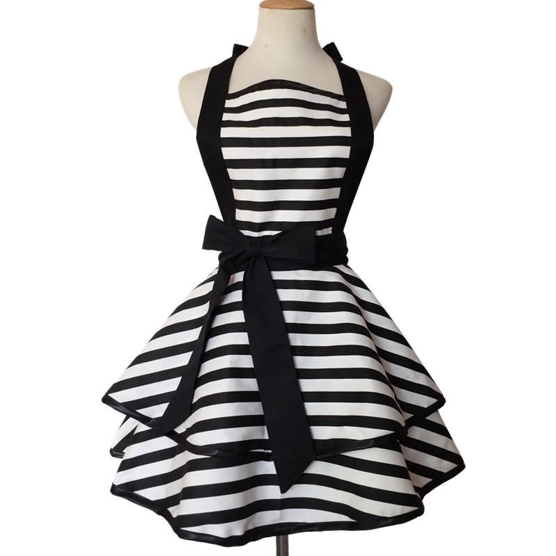 Cotton Polka Dot Double Layer Apron for Women Kitchen Cooking Painting Work Baking Apron