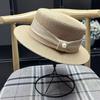 ins hat women's summer flat top small brim straw hat versatile small fresh basin hat sunshade sunscreen top hat