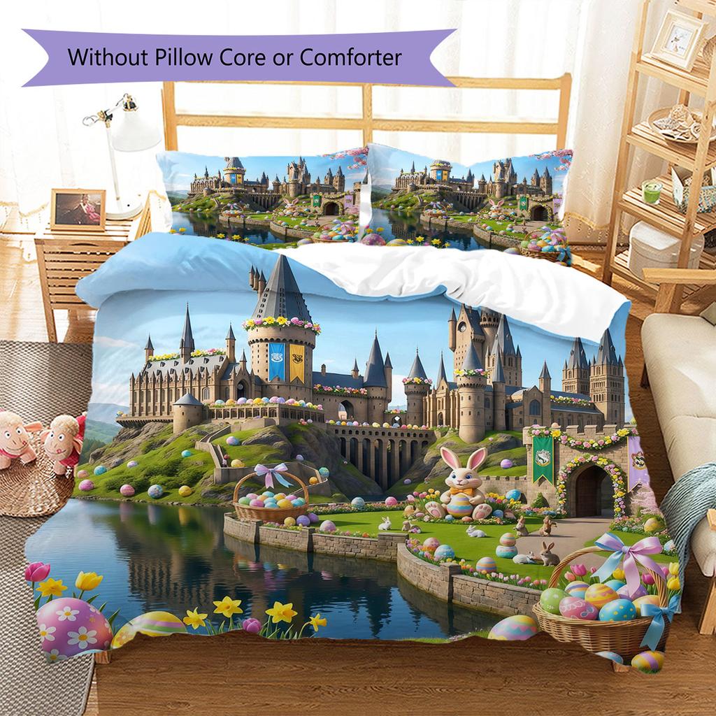 Magical Easter Egg Pattern Bedding Quilt Set Quilt Cover Pillowcase Home Decoration Birthday Gift (1 * duvet cover + 2 * pillowcase, without core)