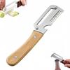 Ergonomic Wood Handle Stainless Steel Vegetable Peeler with Wooden Handle Fruit Potato Peeler 3-IN-1 Beer Opener 1
