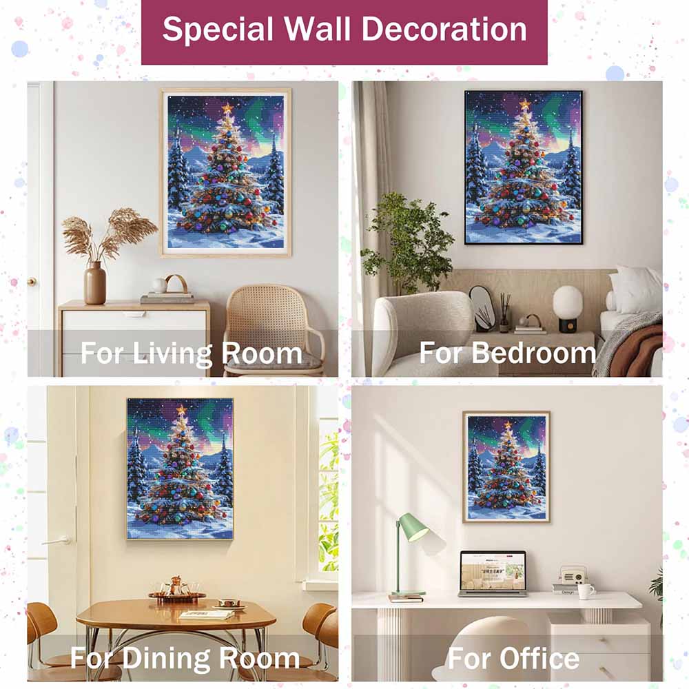 Diamond painting Christmas tree winter snow aurora DIY 5D home room decoration kit