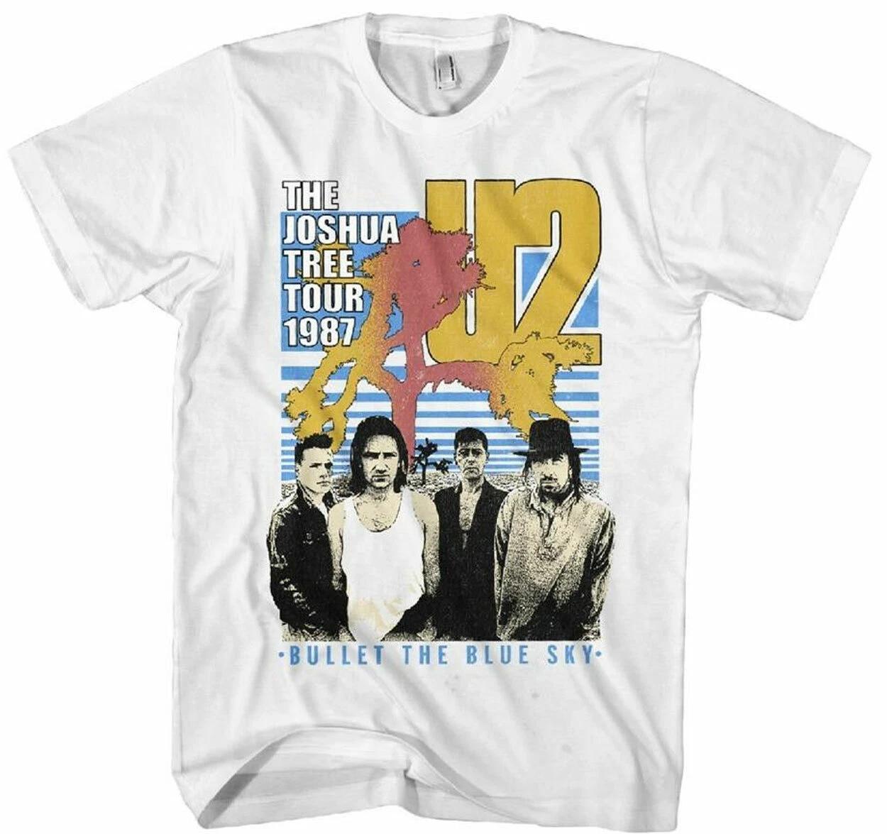 

Official U2 Bullet The Blue Sky Mens White 100% Cotton T-shirt Mens Tees Top U2 Joshua Tree Tour Tee M
