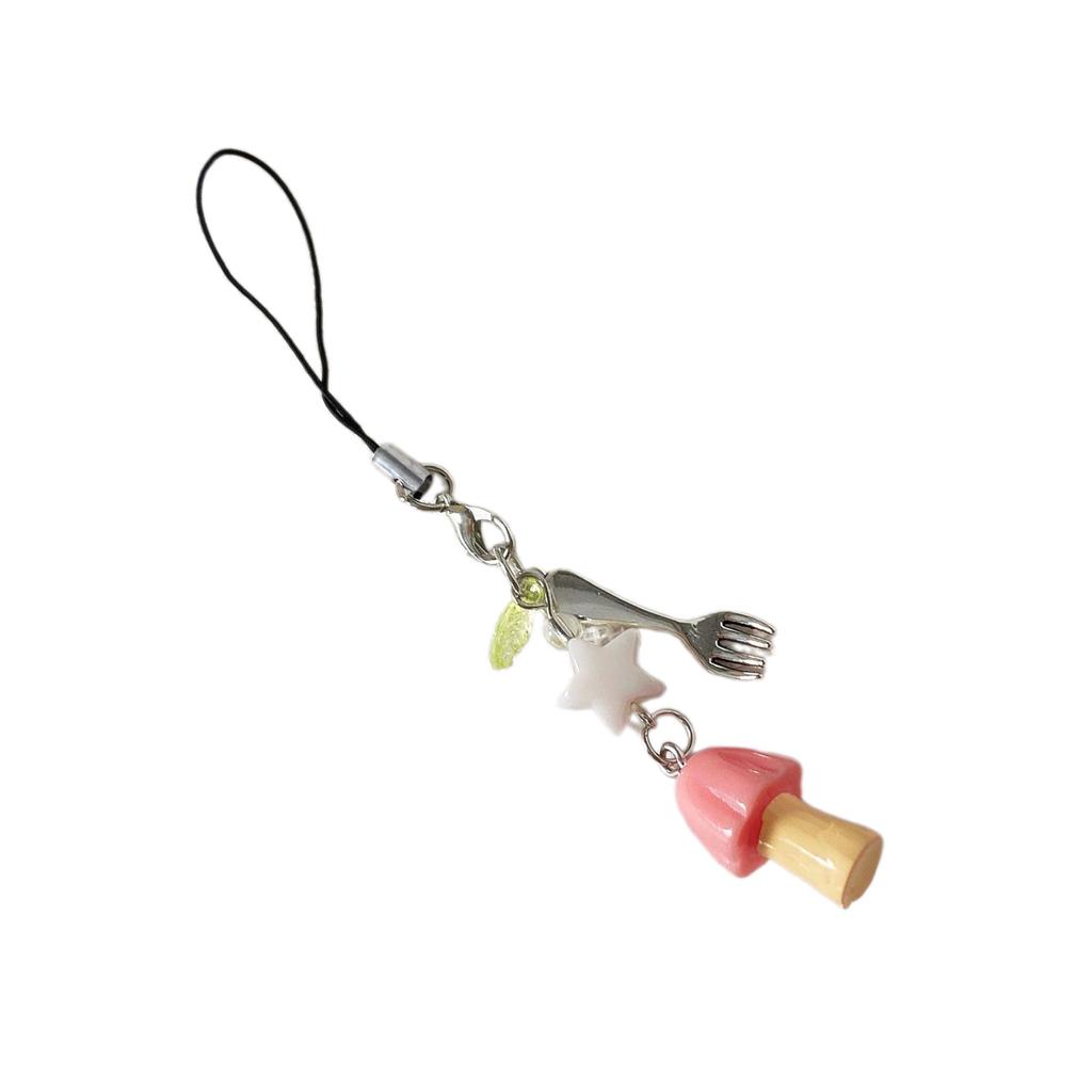 Vintage Mushroom Keychain Fashion Phone Pendant Hanging Ornament for Fashion Enthusiasts and Retro Style Followers