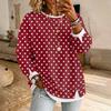 Women's Casual Long Sleeve Polka Dot Pullover Top Two Piece Neck Blouse