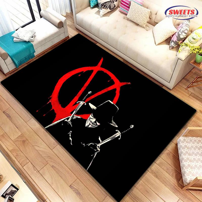 V for Vendetta Carpet! Bedroom Floor Mat, Living Room Bed Mat, Non-slip Exquisite Home Decoration, Durable Machine Washable Rug