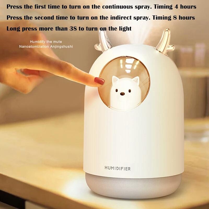 Usb zvlhčovač vzduchu čistička vzduchu Ultrasonic Cool Mist Maker Aroma difuzér 300 ml Lovely Bear Led Lamp Mini Aromaterapeutický zvlhčovač