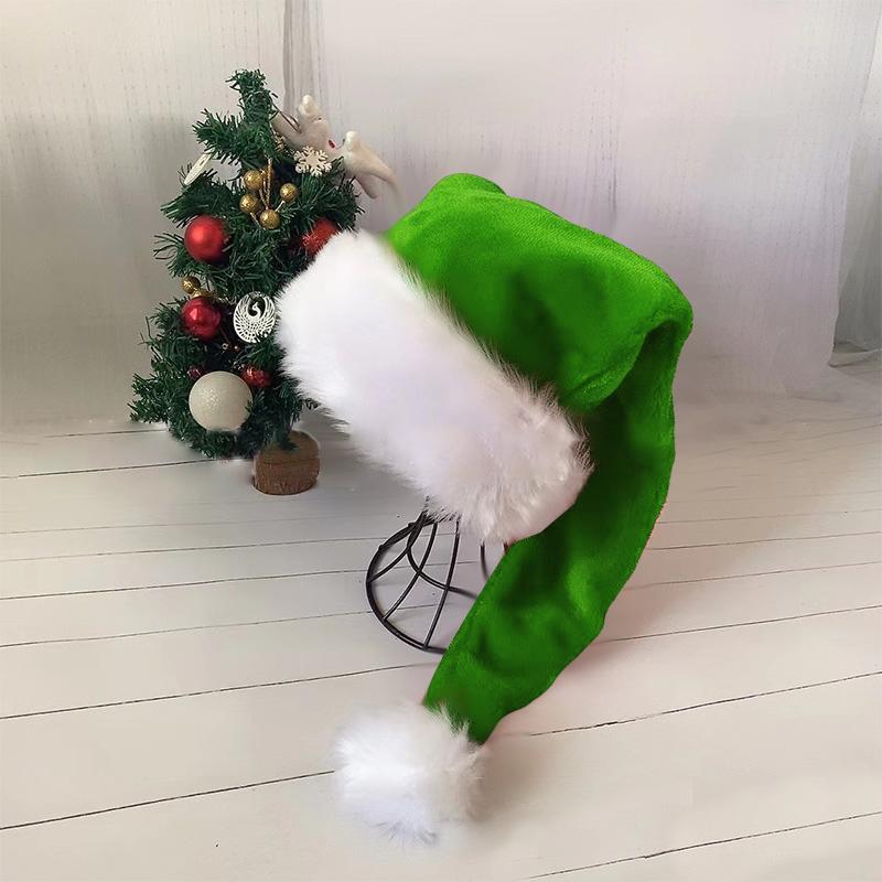 New Year 2025 75Cm White Fur Adult Christmas Hat Party High Quality Fur Xmas Cap Children Adult Plush Home Party Decoration