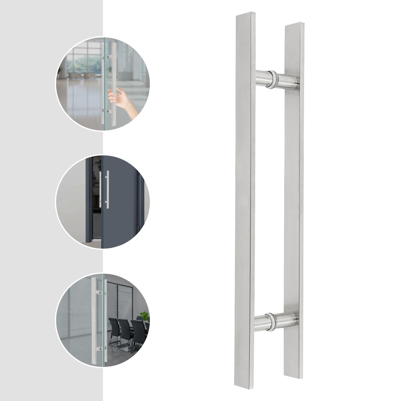 

Silver/Black H Shape Door Pull Handle,23.43*1.6*0.4in Double Sided Stainless Steel Door Handle for Front Door Entrances