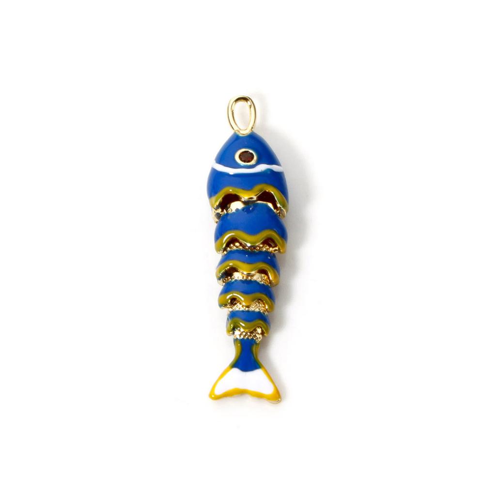 1 Pièce Laiton Océan 3D Émail Poisson Animal Charme Mobile Pendentif Plaqué Or 18K Pour Collier Fabrication DIY 4,1 cm x 1 cm