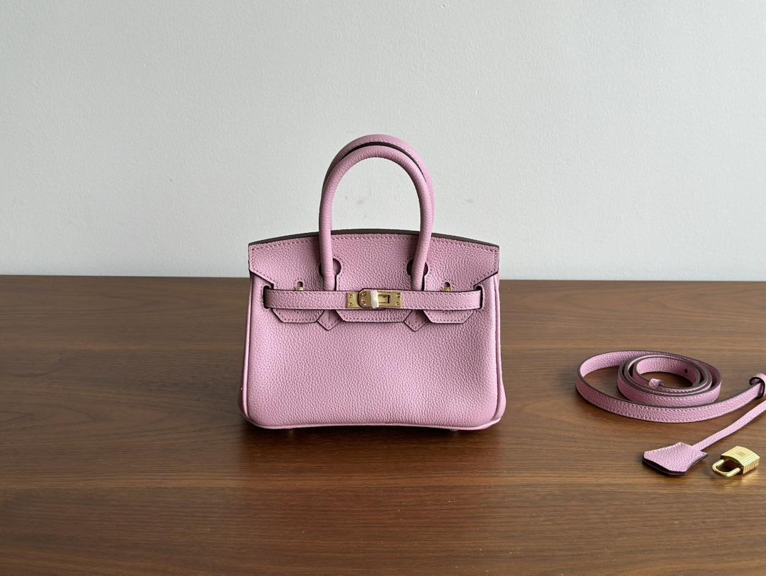 

20K Gold Togo Leather Large Capacity Cowhide Fashion Versatile Handbag Single Handle Design Womens Bag 20cm рожевий