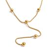 Yhpup Stainless Steel Beads Y Chain Drop Necklace That Goes Down The Chest 16K PVD Plated Exquisite Jewelry Tarnish Resistant