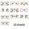 10sheets Rainbow Face Stickers| Colorful Heart, Butterfly, Flower & Swan Designs| Party Festival Temporary Tattoos & Body Art