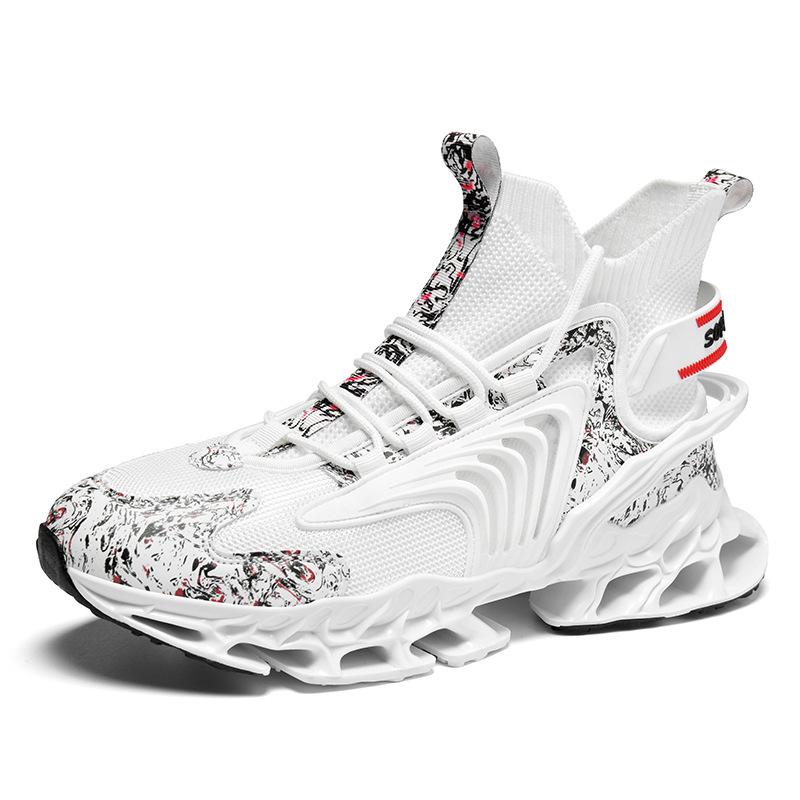 

Мужская обувь Национальная мода кроссовки Большие размеры Мужская обувь с высоким берцем для активного отдыха Трендовая мужская обувь 46 белый