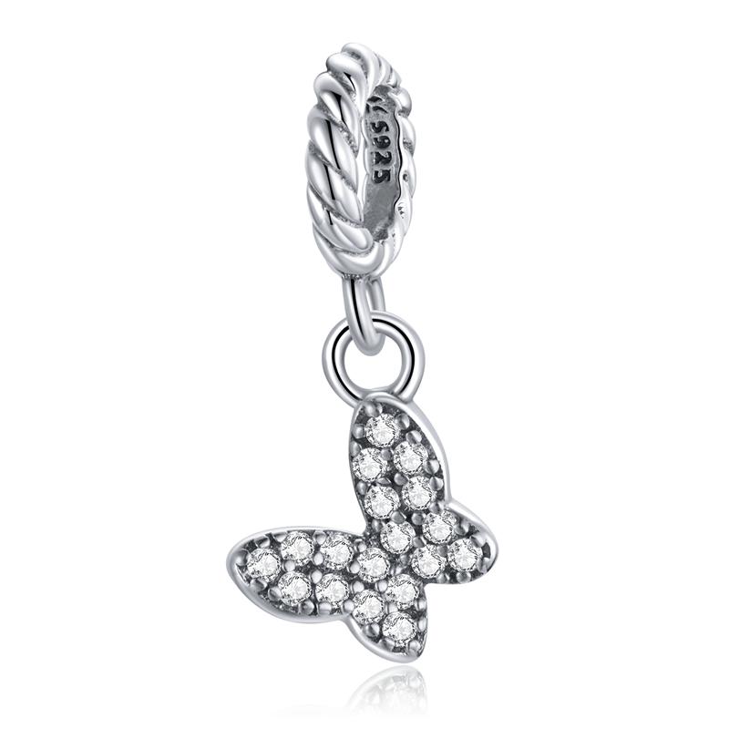 BAMOER 925 Silver Clear 5A Crystal Collection Family Heart Cross Charm Beads fit for Charm Bracelet & Necklace Pendant