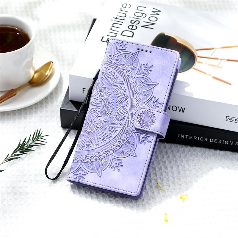 S26 S25 S24 S23 Ultra New Totem Flower Case for Samsung Galaxy S25 edge S21 S20 FE S22 S10 S9 S8 Plus Leather Wallet Book Cover