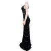 European and American Fashion Women's Sleeveless Rhinestone Spaghetti Strap Backless Long Dress