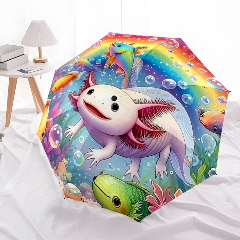 1pc Fish & Axolotl Automatic Opening Folding Umbrella Outdoor Festival Gift for Fans, Travelers, Daily Use.R043