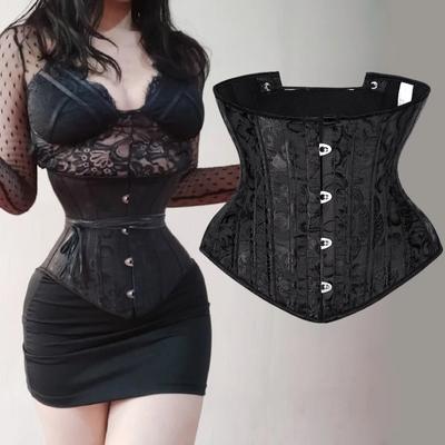 Underbust Corset Sexy Gothic Busiter 26 Steel Bones Taille Trainer Korte Torso Vrouwen Afslankende Schede Gordel Corset Riem Vetersluiting
