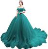 One-word Shoulder Tutu Dress Wedding Dress Birthday Party Art Test Performance Long Trailing Dress