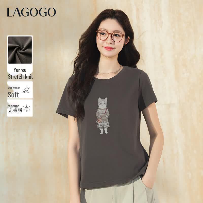 LAGOGO Women s Embroidered Cartoon T-Shirt S