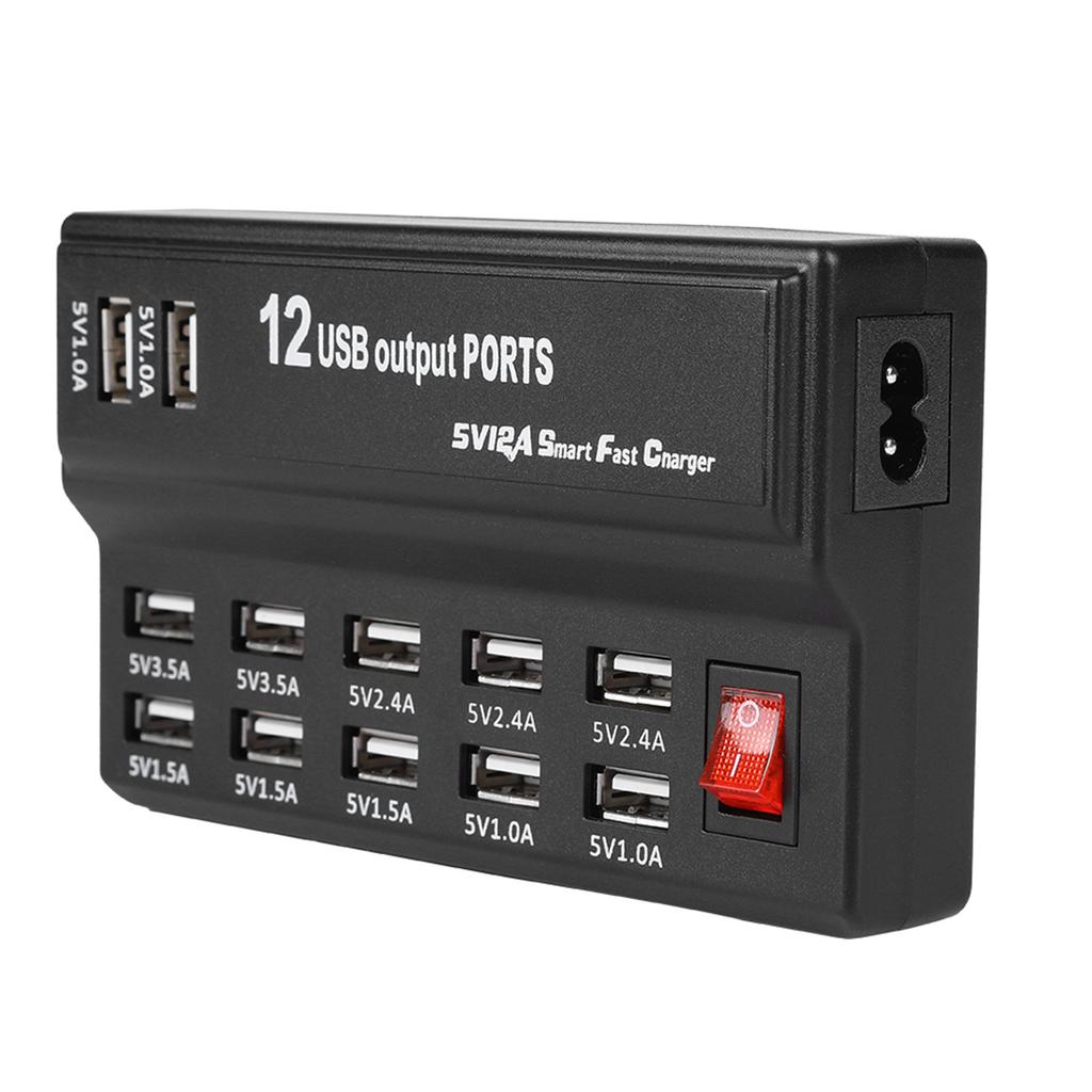 12 Ports USB Hub 5V 10A Power Adapter Charging Station Adapter Charger Home Travel  Type
