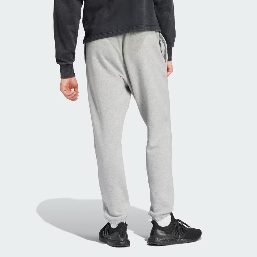 Adidas Lounge Fleece Pants Solid Color Logo Knit Drawstring Cuffed Casual Pants Men Pants Gray IS1579
