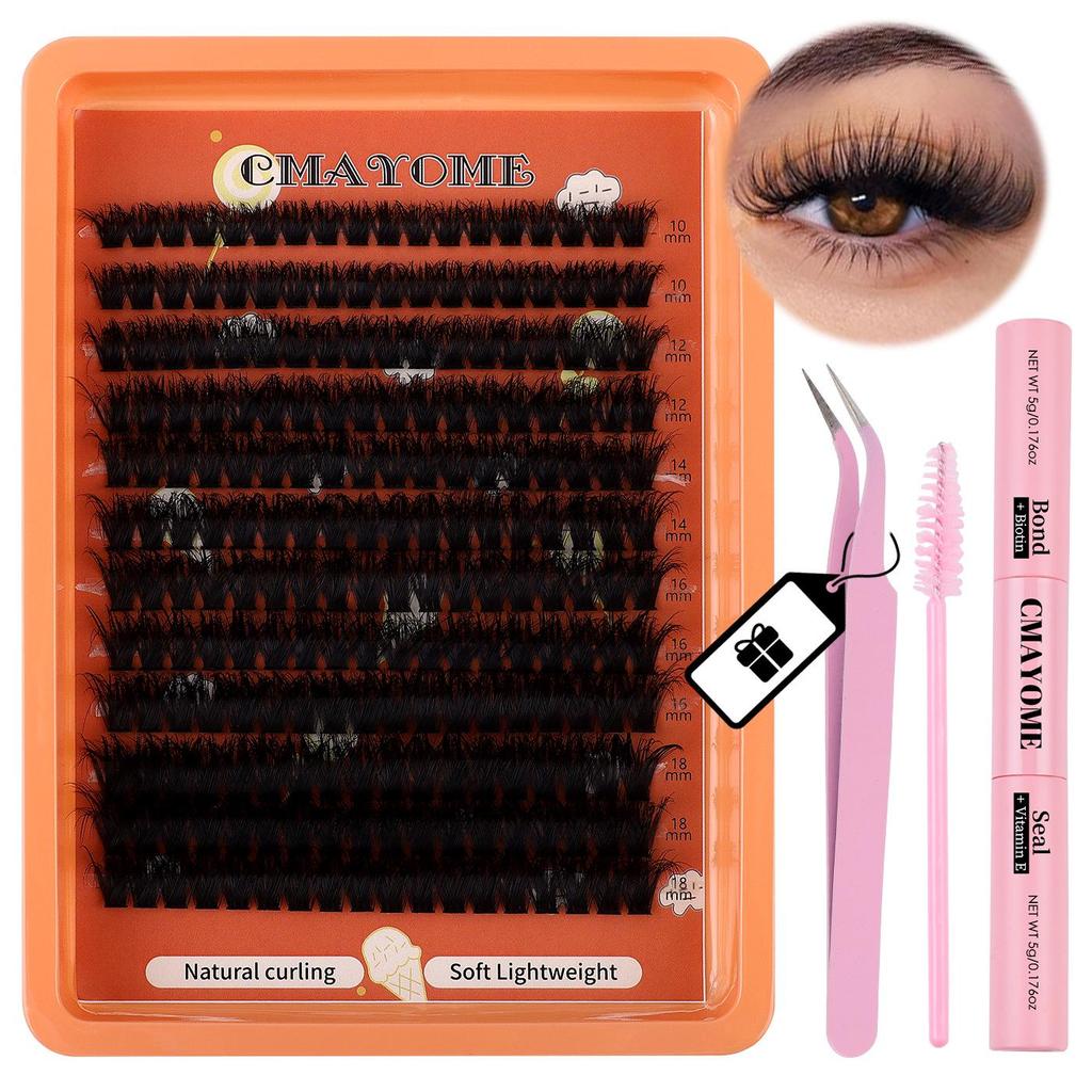 European & American Style D Curl Cluster False Eyelash Kit for Daily DIY Extensions