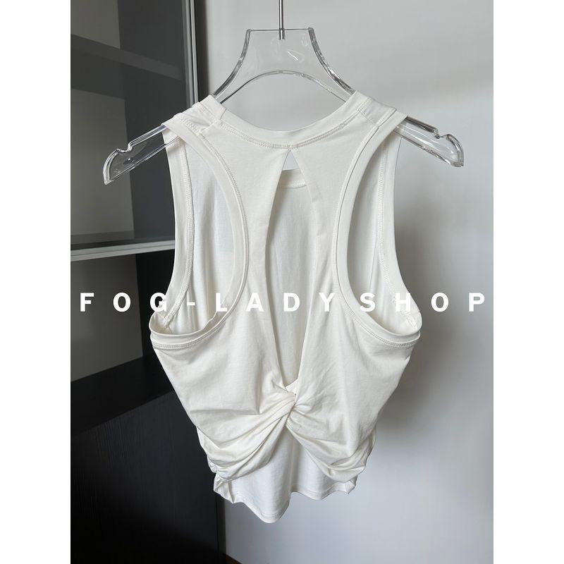 

Good-looking-Niche Style Pilates Blouse Cut Out Women s Summer Sleeveless Sports Vest Running Fitness Yoga Wear Tops White S