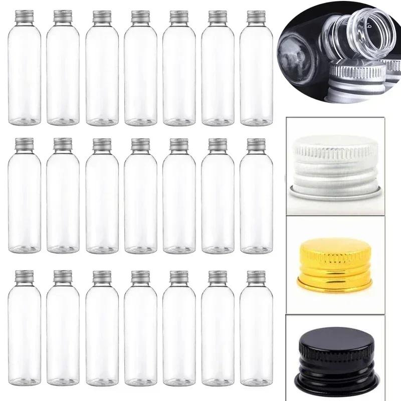 10Pcs 5ml-250ML Mini Plastic Bottle W/ Aluminum Screw Caps Portable Sample Vials Travel Cosmetic Containers for Lotion Creams