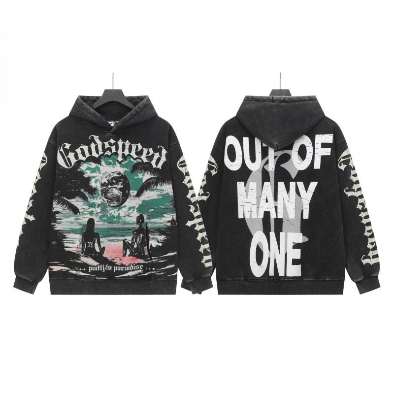 Unisex Vintage Washed Hoodie With Skull Print Loose Fit Streetwear Cotton Sweatshirt Men Women
