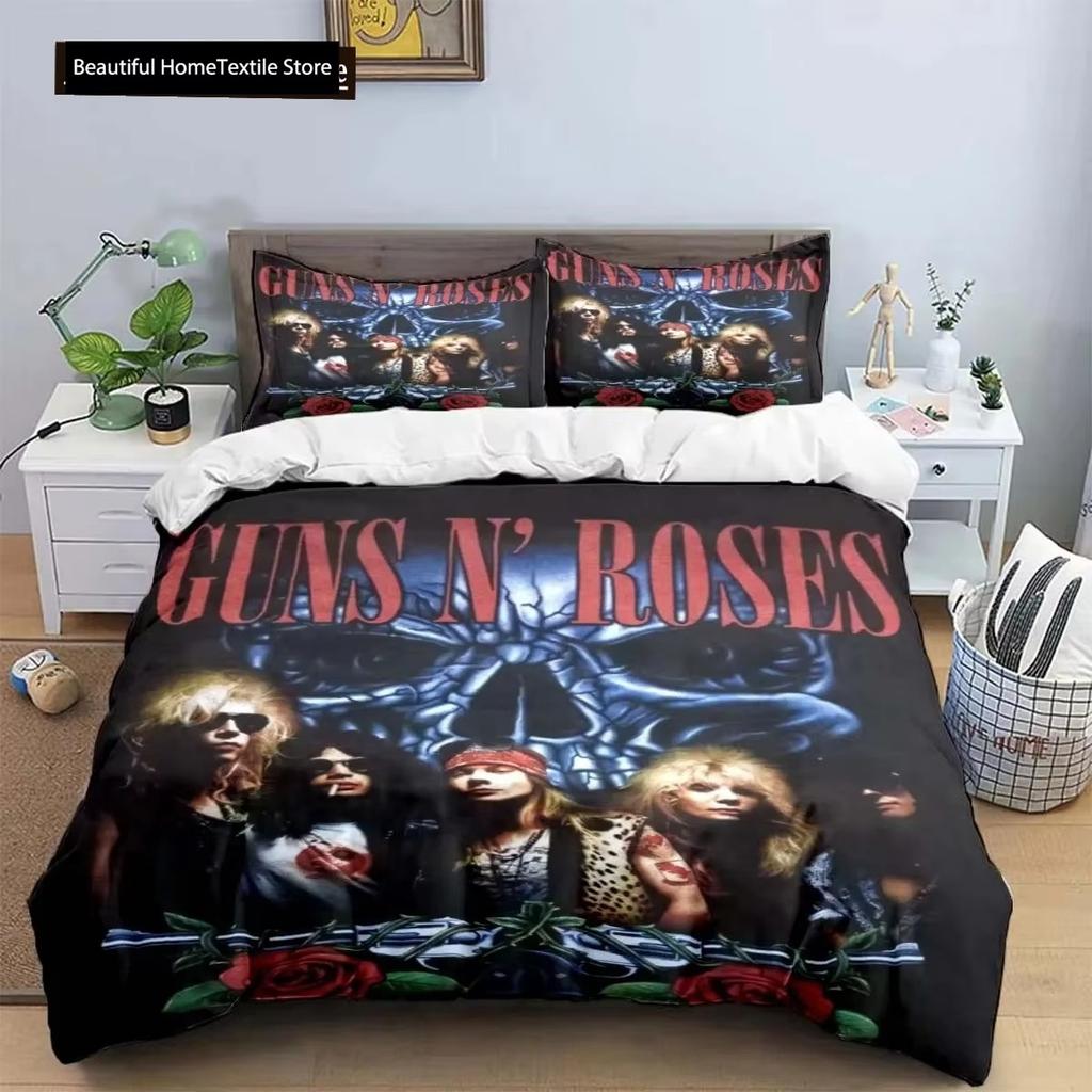 3D-tryck Guns N Roses GNR Band Retro Sängkläder Pojkar Flickor Twin Queen King Size Påslakan Örngott Säng Pojkar Vuxen