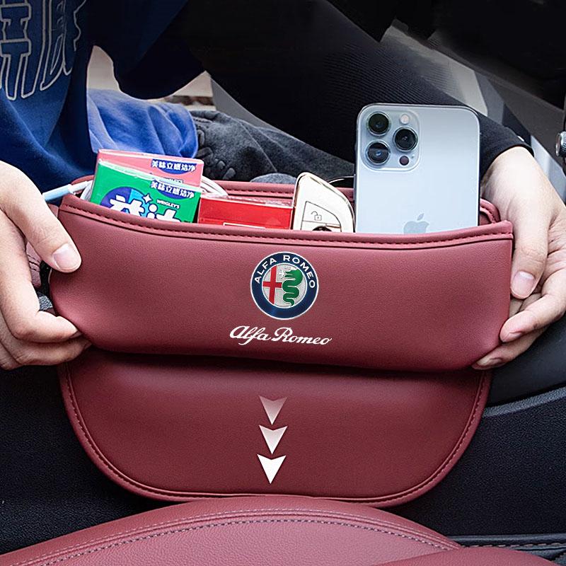 Car Storage Bag Leather Seat Gap Storage Box For Alfa Romeo STELVIO Giulia 159 Giulietta 147 Mito 156 MTO Sportiva Accessories