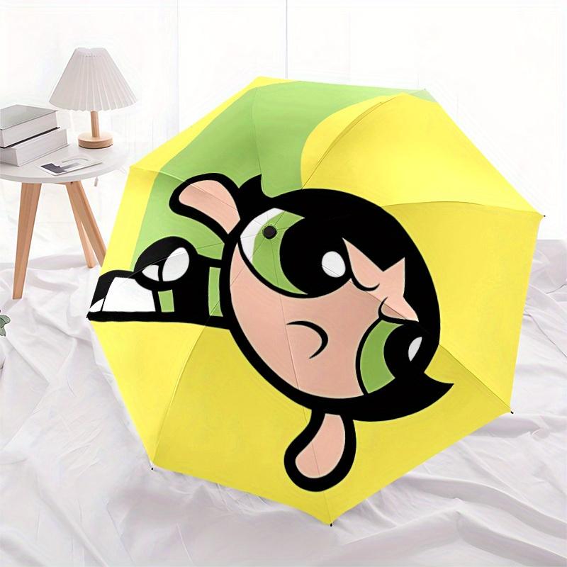 Powerpuff Girls Automatische Winddichte Paraplu - Opvouwbaar met 8 IJzeren Baleinen, Draagbaar voor Buiten, Cadeau, Buitenparaplu, Speels Accessoire, Du