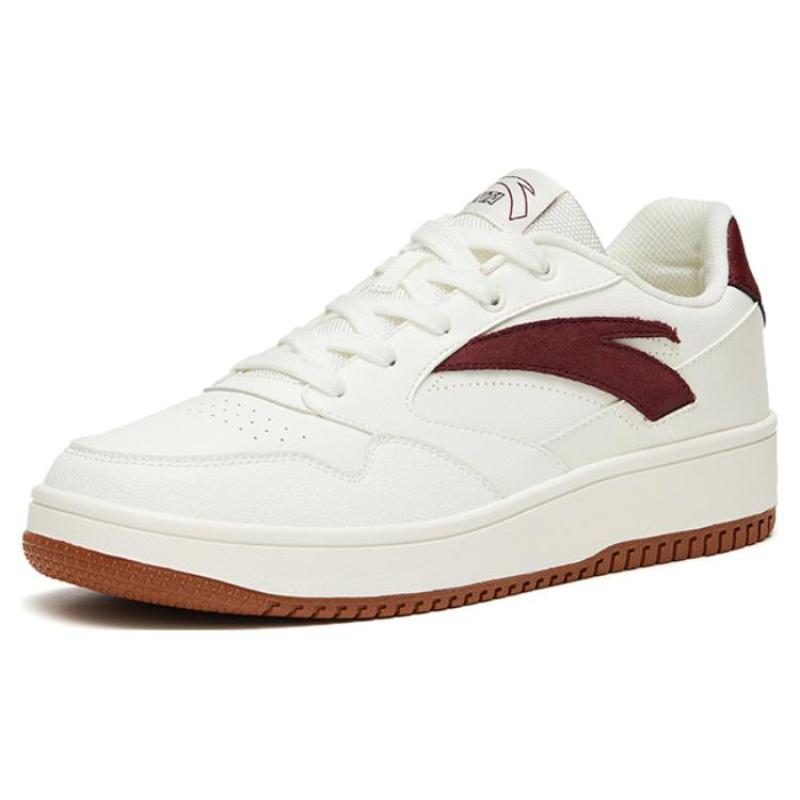 Anta Life Collection 0 Sensation Anti Slip Wear Resistant Low Top Skateboard Shoes Women's White Red Sneakers 922318060-3