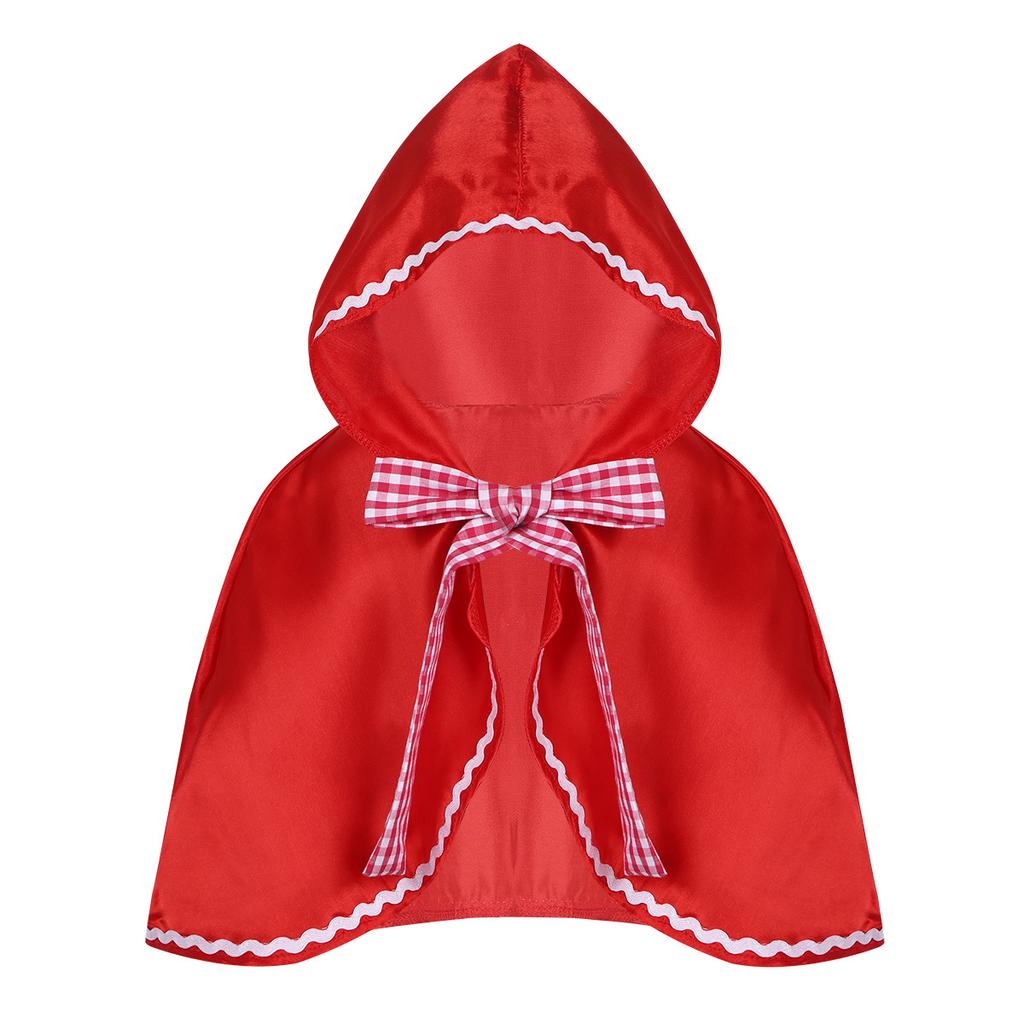 Girls Riding Hood Costume Satin Hooded Cloak Cosplay Cape Fancy Halloween Dress Robe Costume