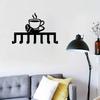 Metal Wall Key Holder with 7 Hooks for Coffee Lovers Modern Home Decor Wrought Iron Art