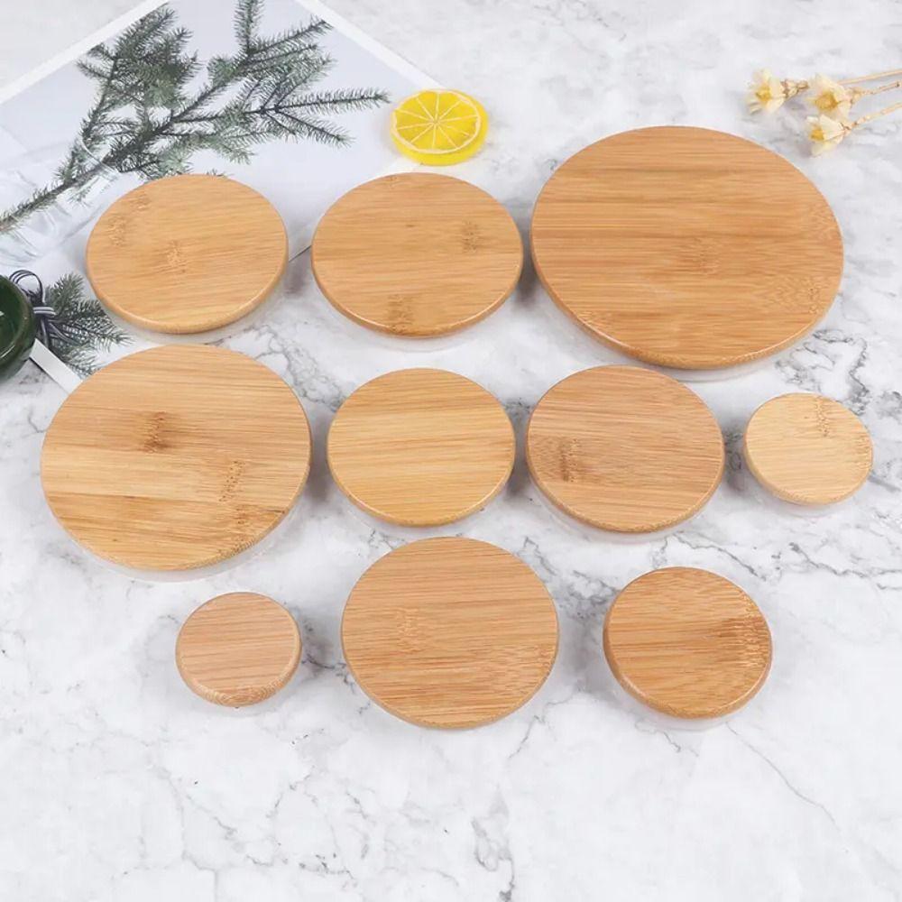 Reusable Bamboo Lids Non Leakage Jar Canning Caps Portable Wooden Covers  Drinking Jar Supplies