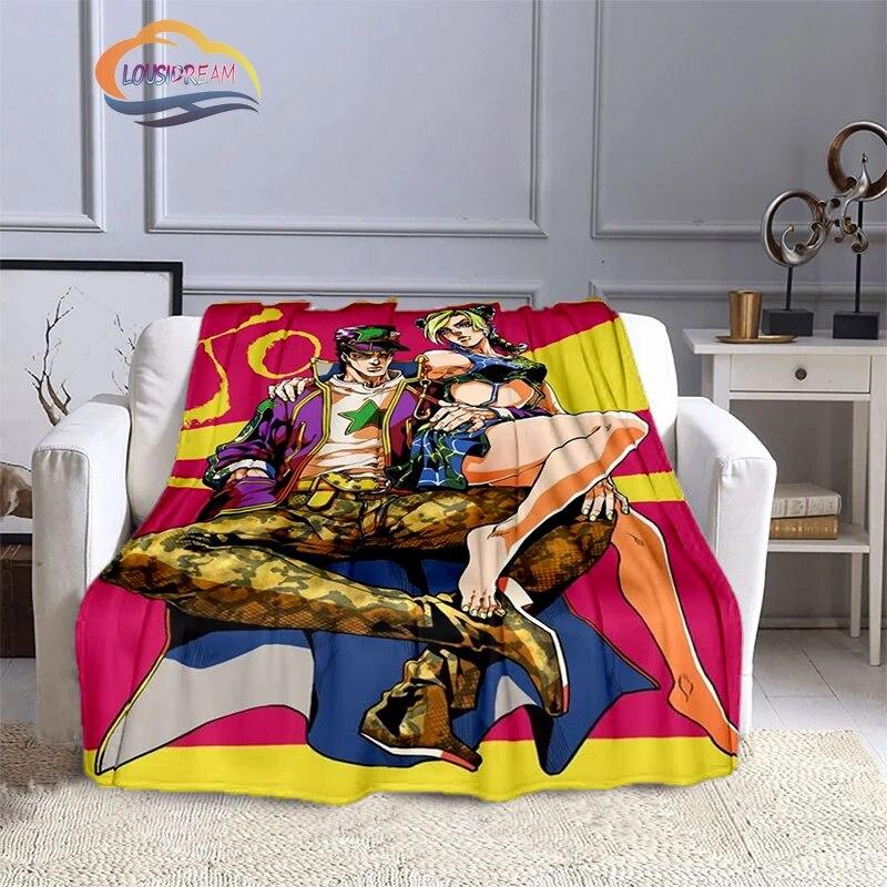 Karikatura JoJo's Bizarre Adventure Stone Ocean Deka Měkký fleece Throw Lehká All Seasons Teplá pro gaučovou přikrývku