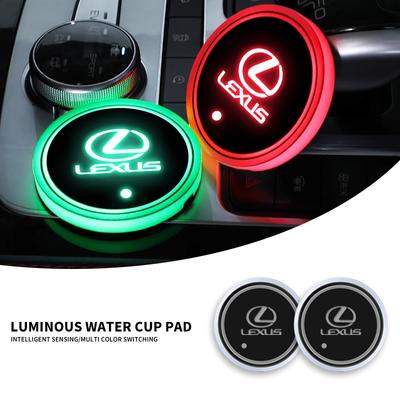 1/2 piezas Almohadilla para Taza Luminiscente de Carga USB para Coche Lámpara de Ambiente Interior para ES300 RX330 RX300 GS300 IS250 IS200 CT200h NX RX